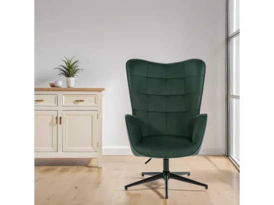 URBAN MEUBLE Fauteuil Scandinave Chaise Pivotant pour Bureau Salon Chambre avec Un revêtement en Velours des Accoudoirs Rembourés, Métal, vert, 70*80*100CM