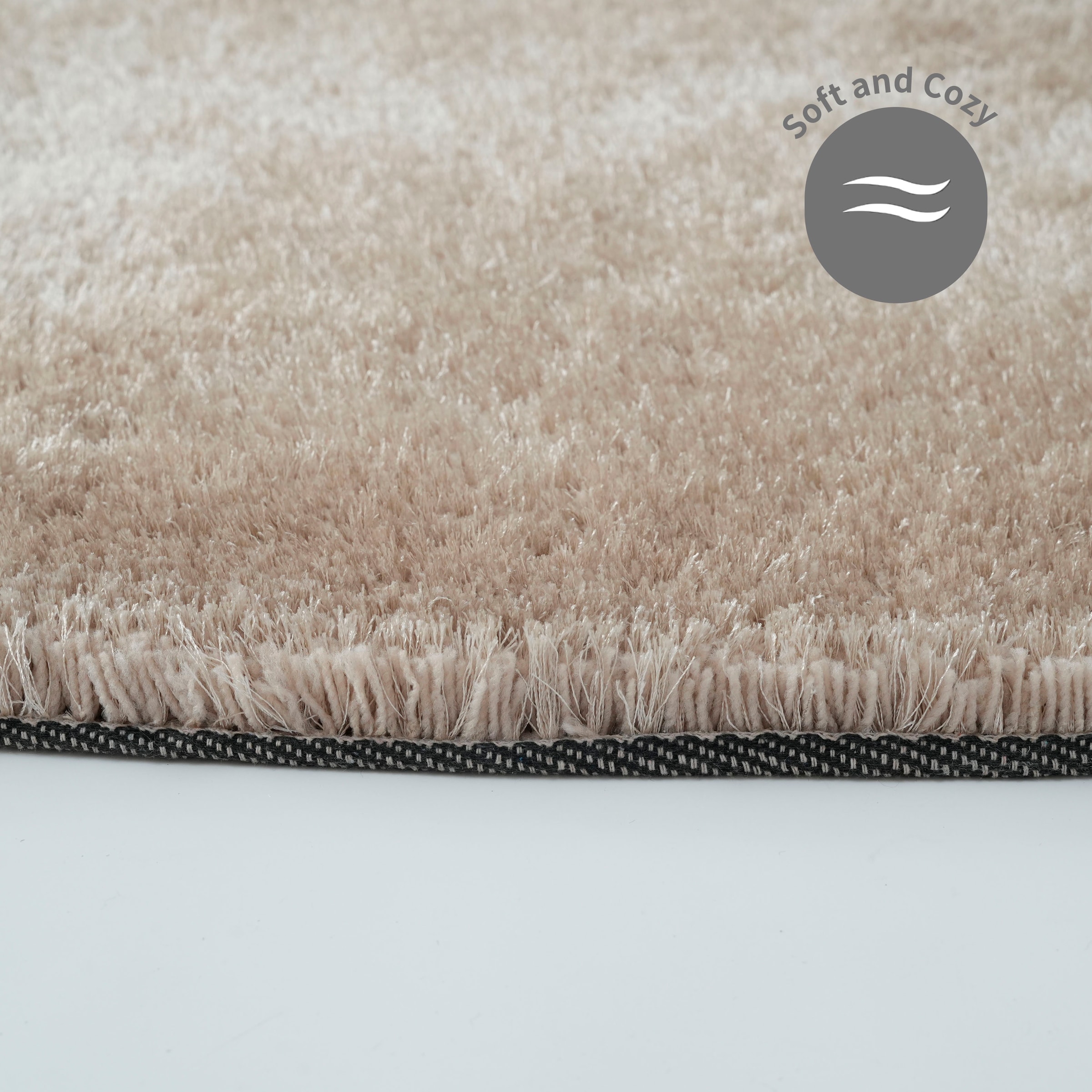 Bruno Banani Hochflor-Teppich »Dana Bean shape, besondere Form, weich, Mikrofaser Teppiche« U-förmig 30 mm Höhe organische Form, uni, Wohnzimmer, Schlafzimmer, Esszimmer