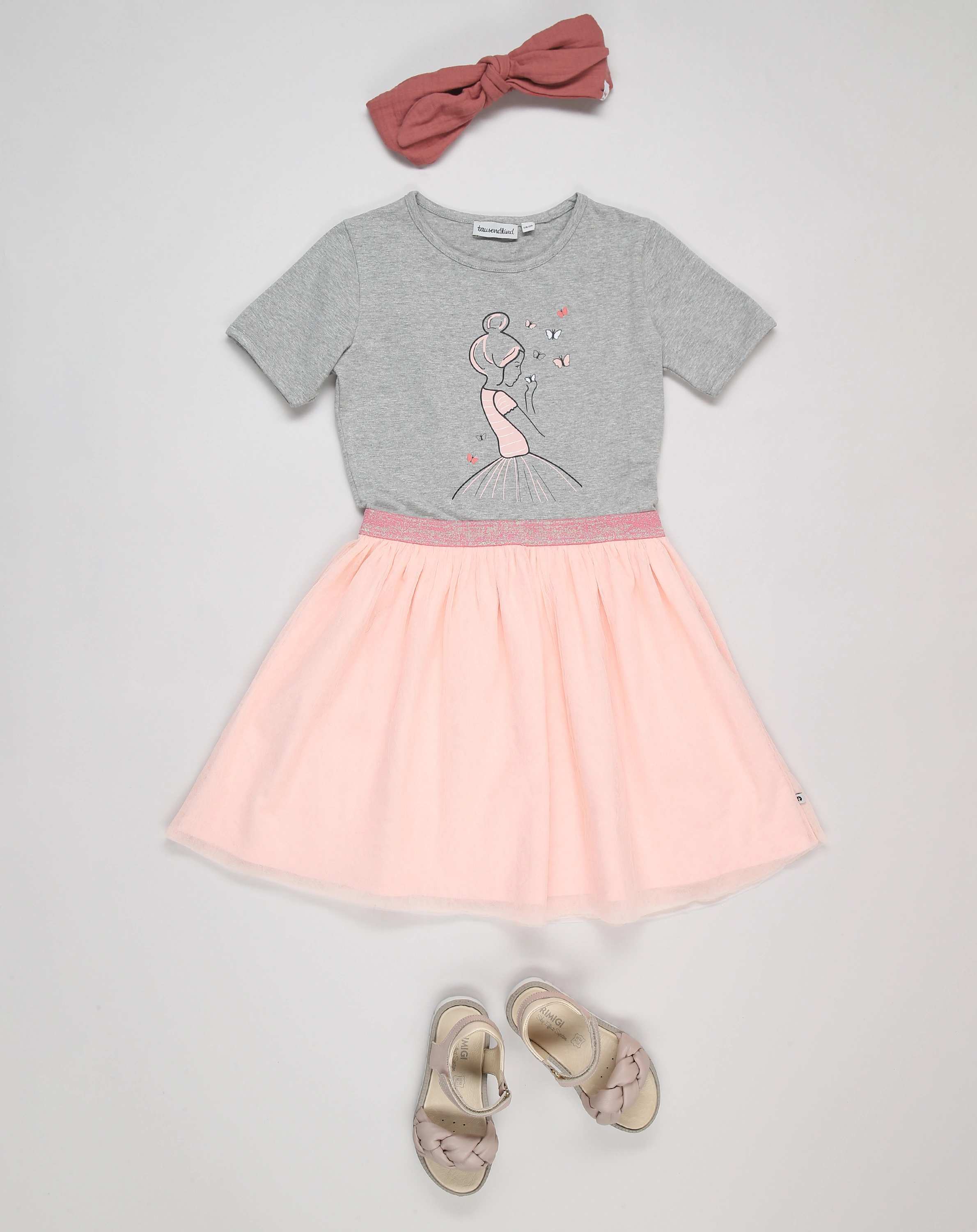 Kurzarm-Kleid BALLERINA in rosa/grau