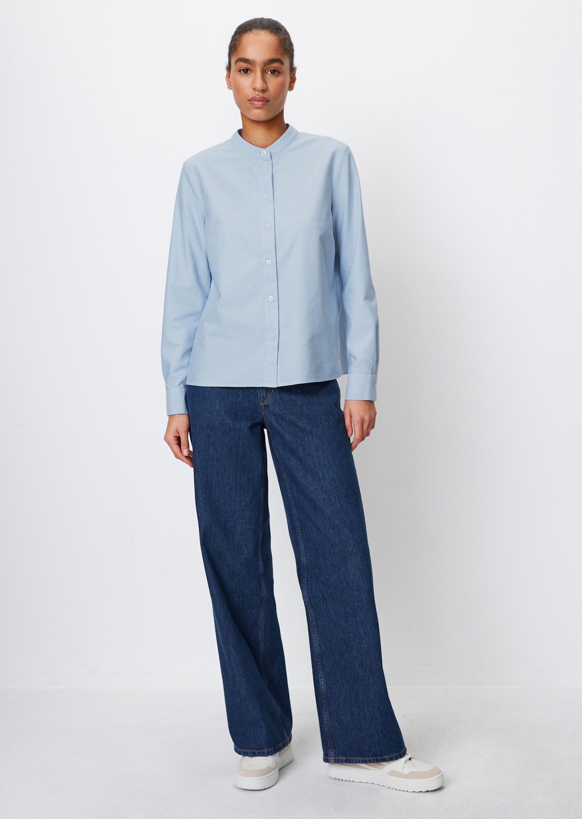 Bluse mit Falten-Detail regularaus Oxford-Qualität