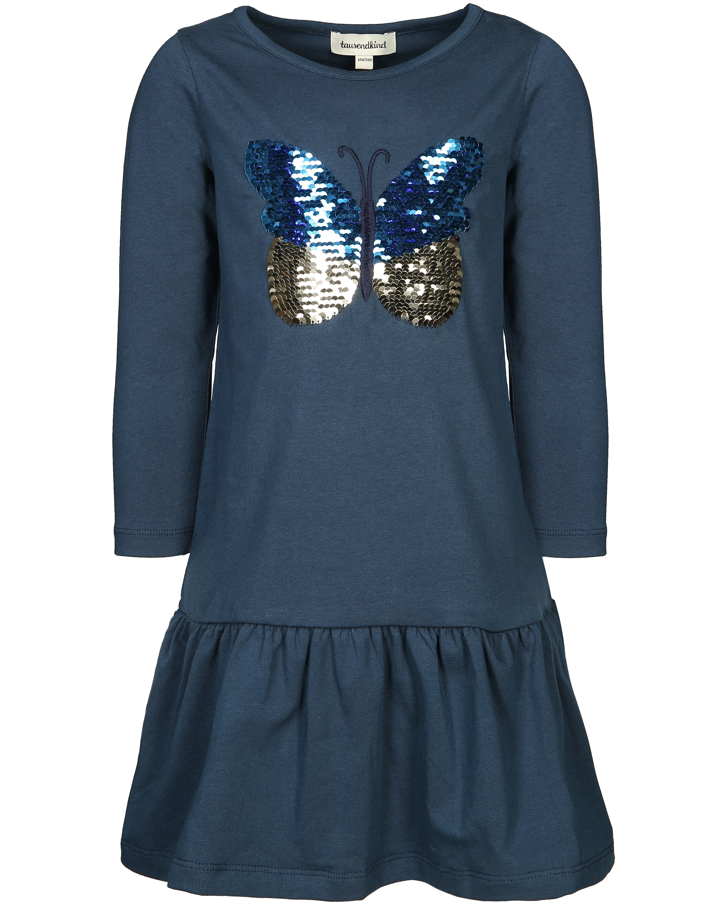 Langarmkleid SCHMETTERLING mit Wendepailletten in dunkelblau