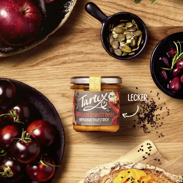 Bio Kürbiskerne gegrillte Paprika Abendbrotaufstrich