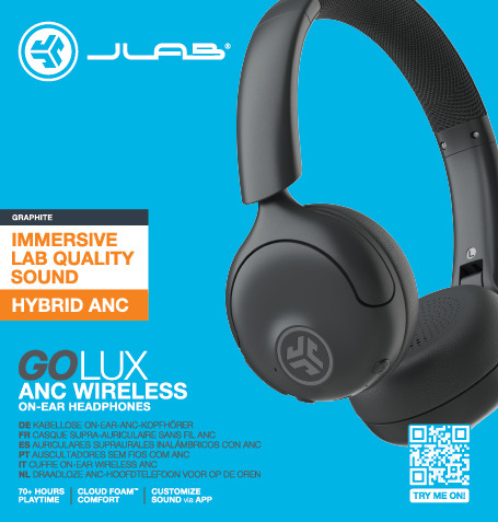 Go Lux Bluetooth 5.4 On-Ear Kopfhörer Wireless Headset mit Active Noice Cancellation ANC (IEUHBGOLUXANCRGPH93) - Graphite