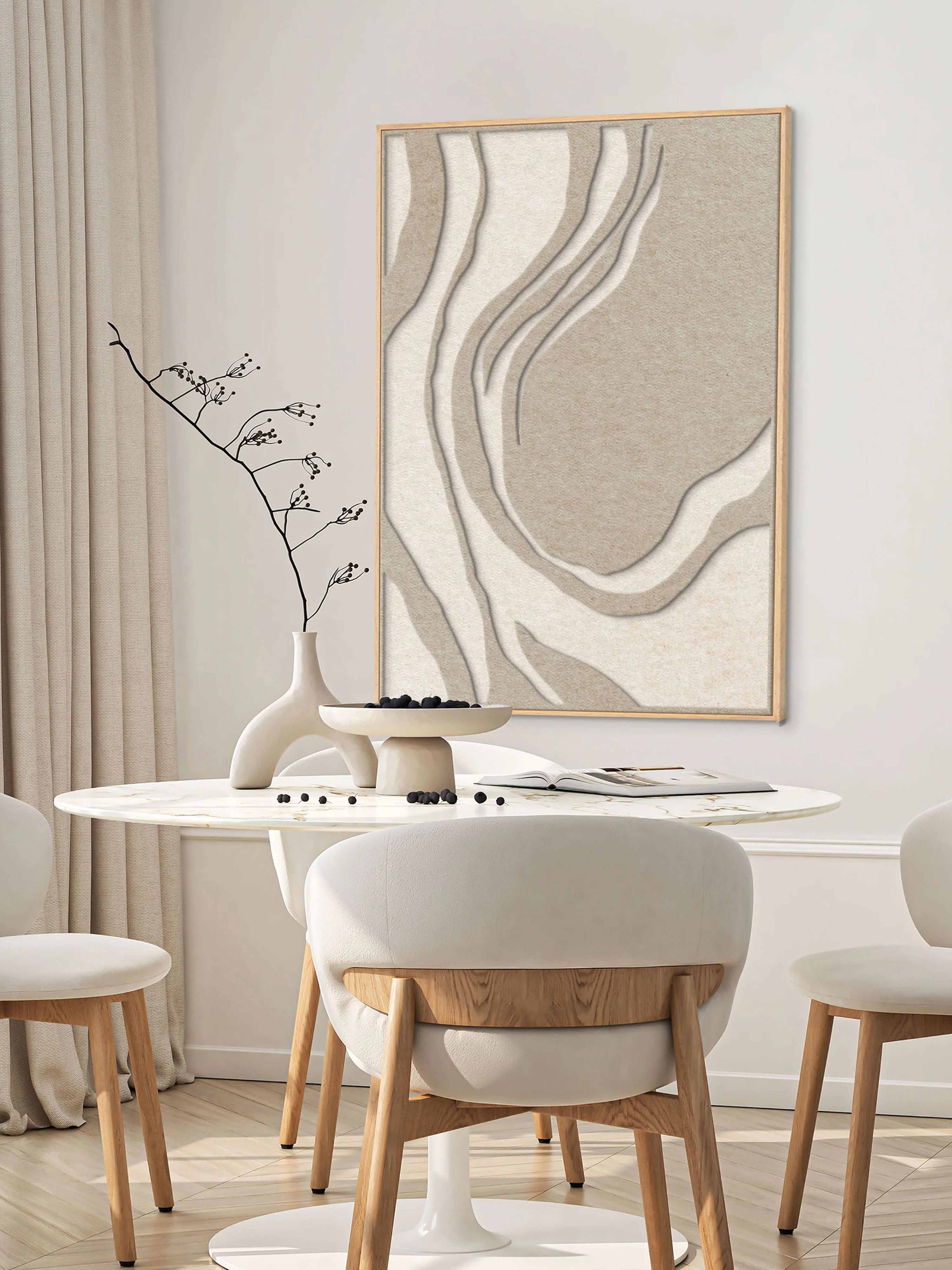 Akoestische wanddecoratie Sacred Silence met houten frame