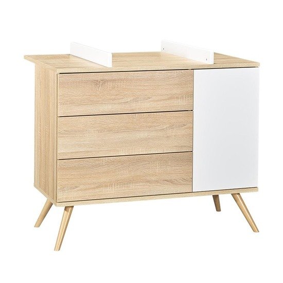 Seventies commode 1 porte 3 tiroirs    Chêne doré        de               Sauthon Baby's Sweet Home