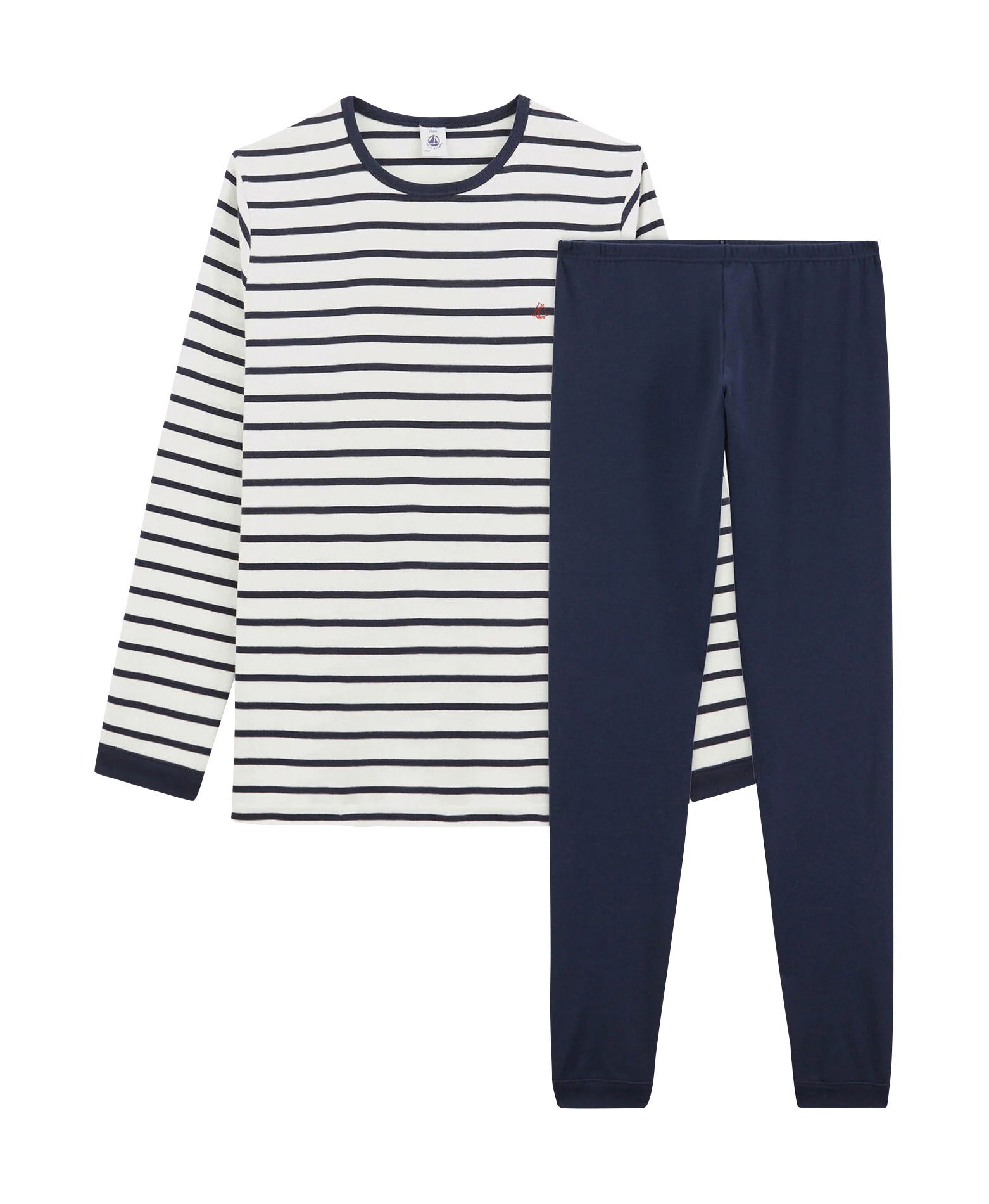 Pyjama à rayures en coton| Blanc
