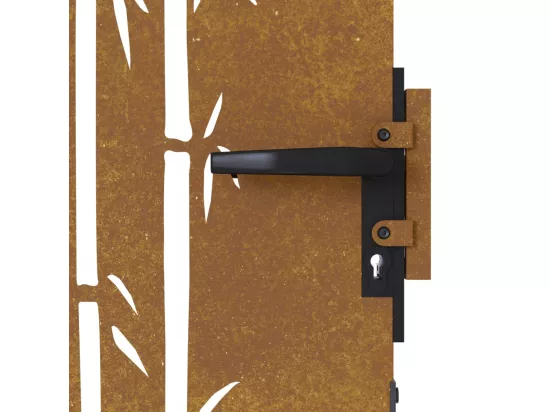 Portail de jardin 85x200 cm acier corten design de bambou