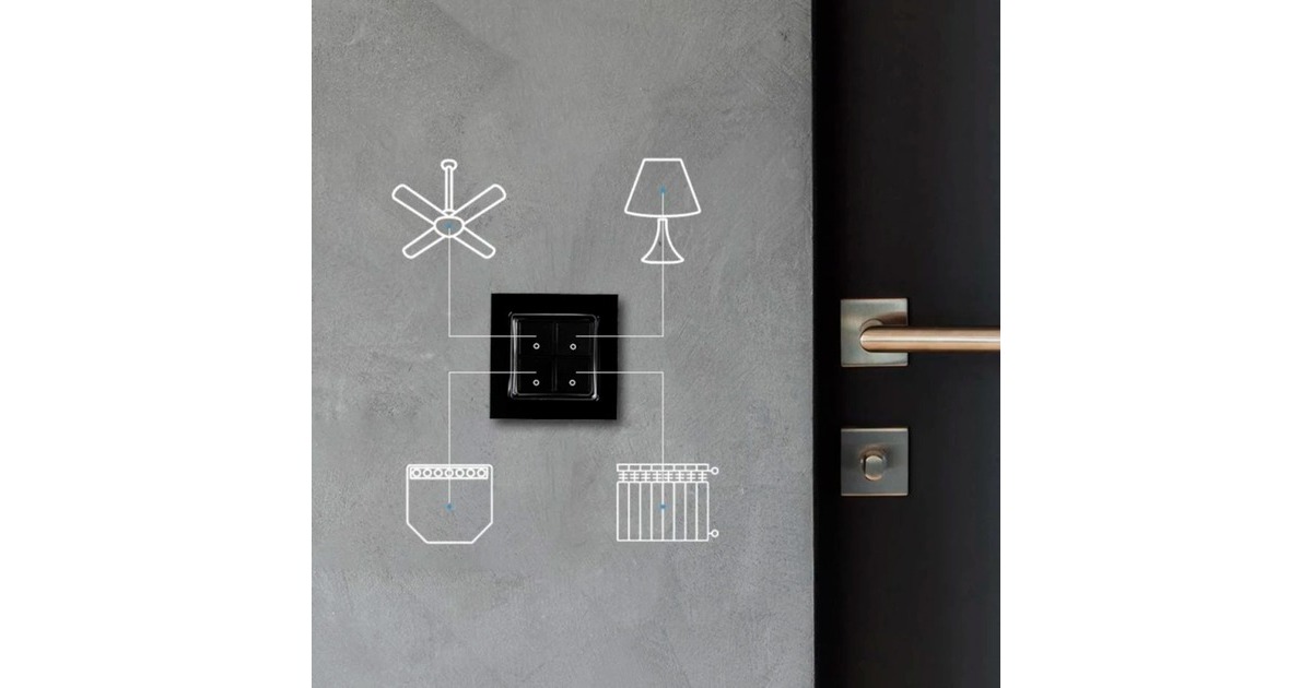 ShellyWall Switch 4 knop  (Zwart)
