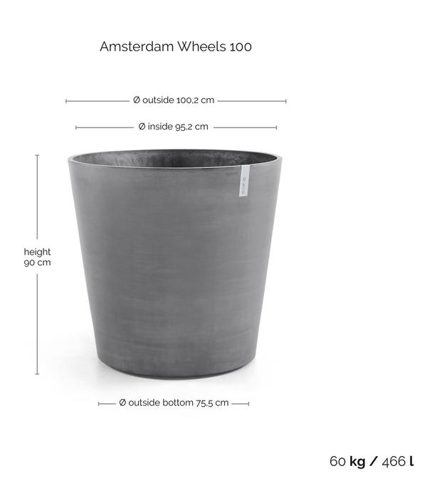 Ecopots Kunststoff-Topf Amsterdam mit Rollen,