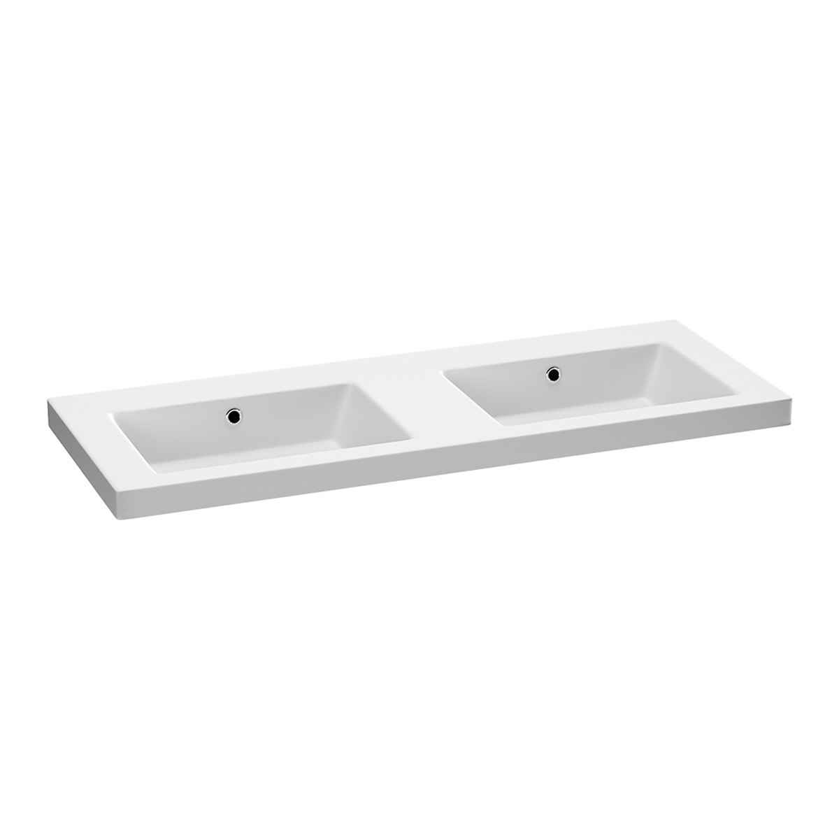 Brauer Solar Medium dubbele wastafel mineraalmarmer 120cm zonder kraangaten wit mat