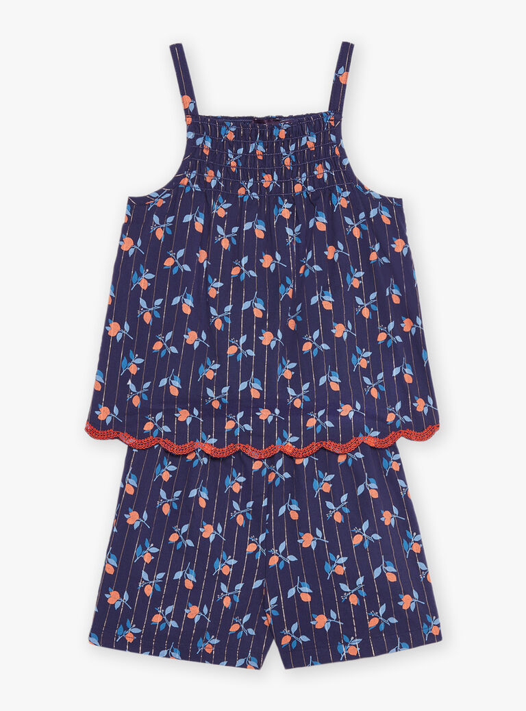 Combishort bleu marine à imprimé fleuri