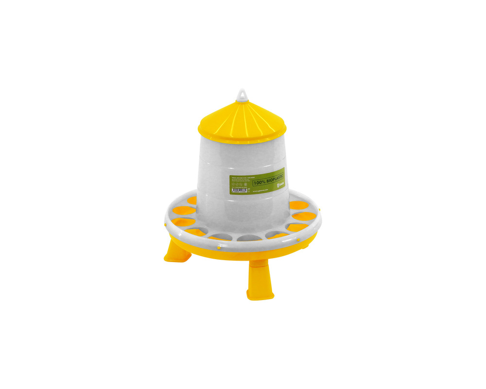Mangeoire bio plastique sur pieds poules, volailles 2 kg