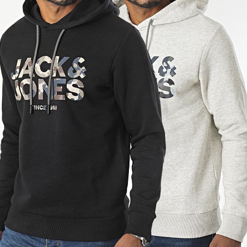 Lot De 2 Sweats Capuche James Noir Gris Clair