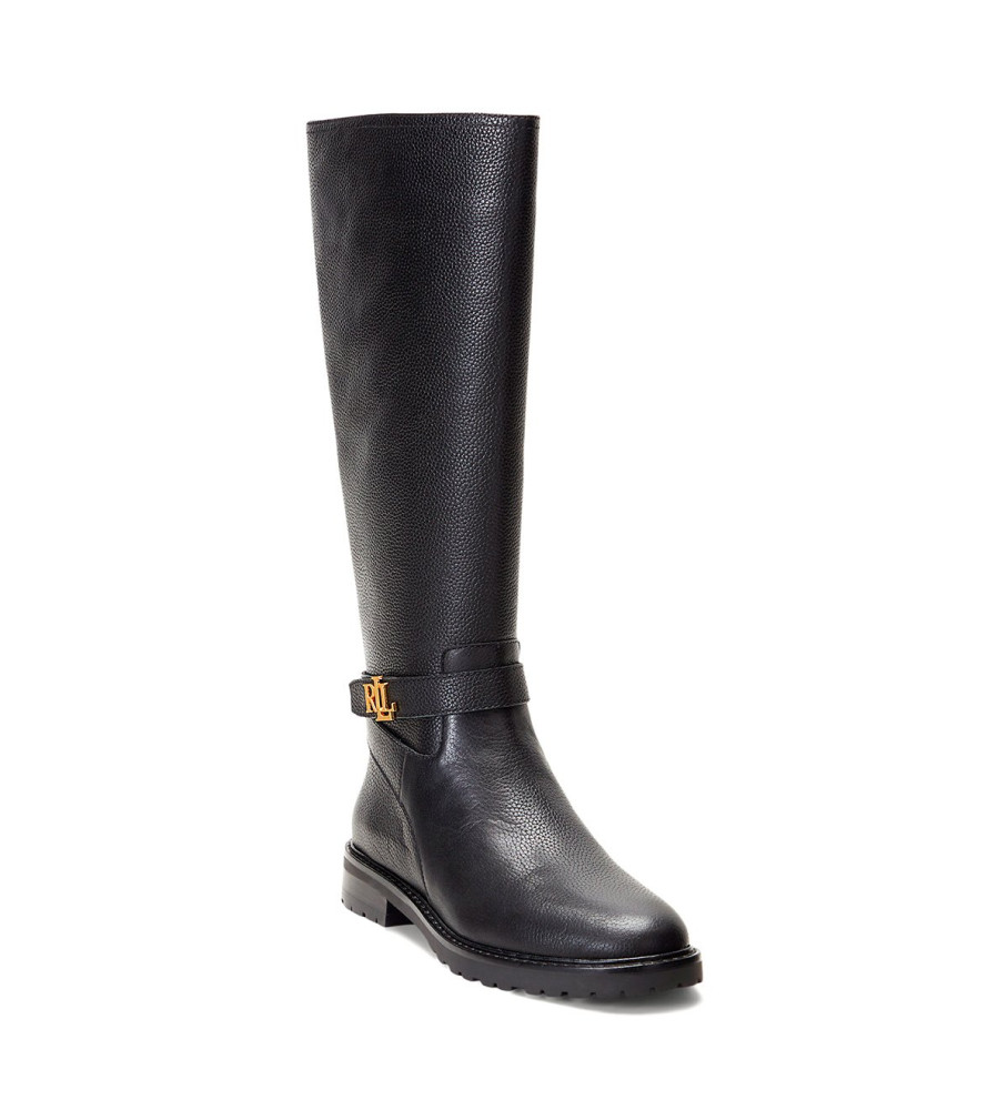 Ralph Lauren Botas Hallee de couro preto