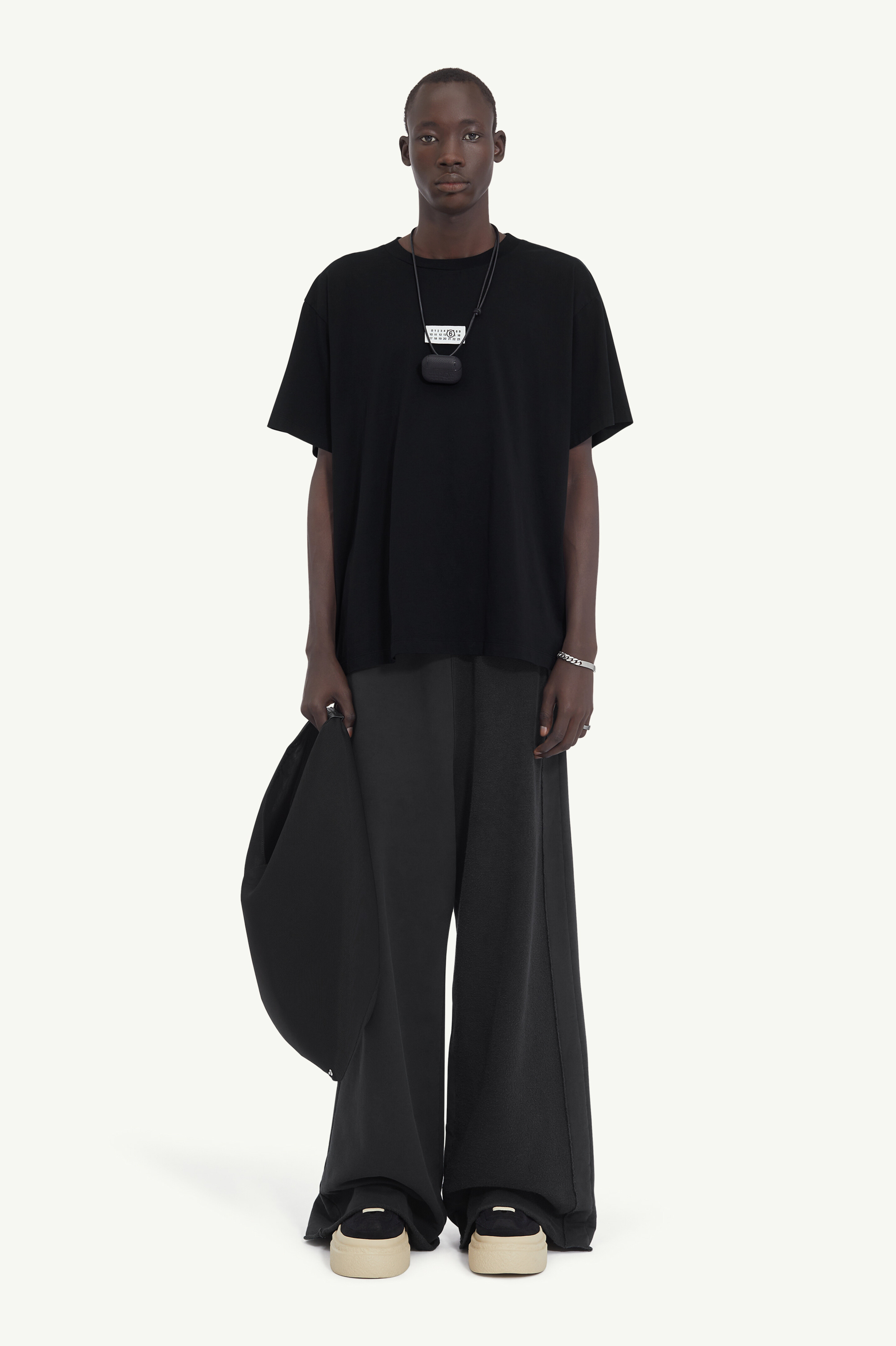 T-shirt en coton avec col ras du cou pour homme | MM6 Noir