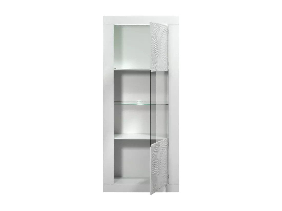 DAYTON WHITE - Vitrine 1 Porte Réversible Laquée Blanche et Leds