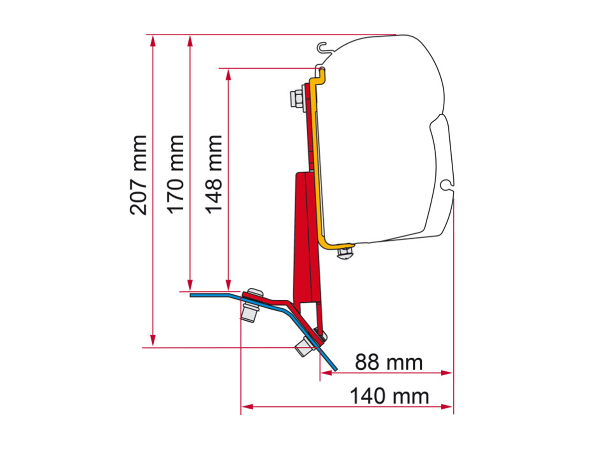 Fiamma F45/F43/F35 adapter Ford Custom