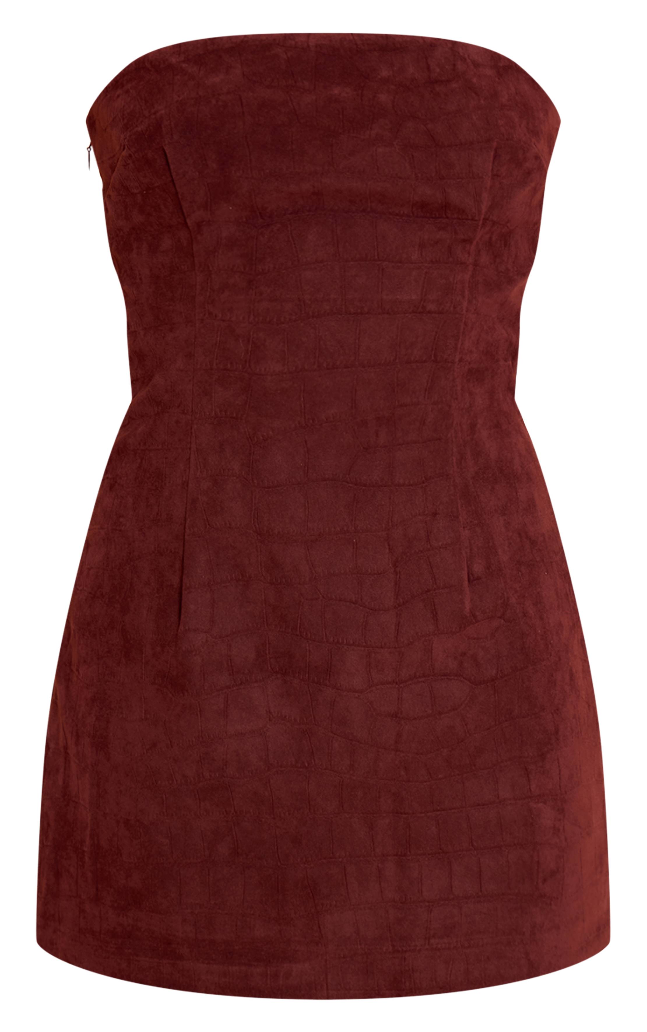 Rouge Vin Robe Moulante Mini Bandeau En Synthétique