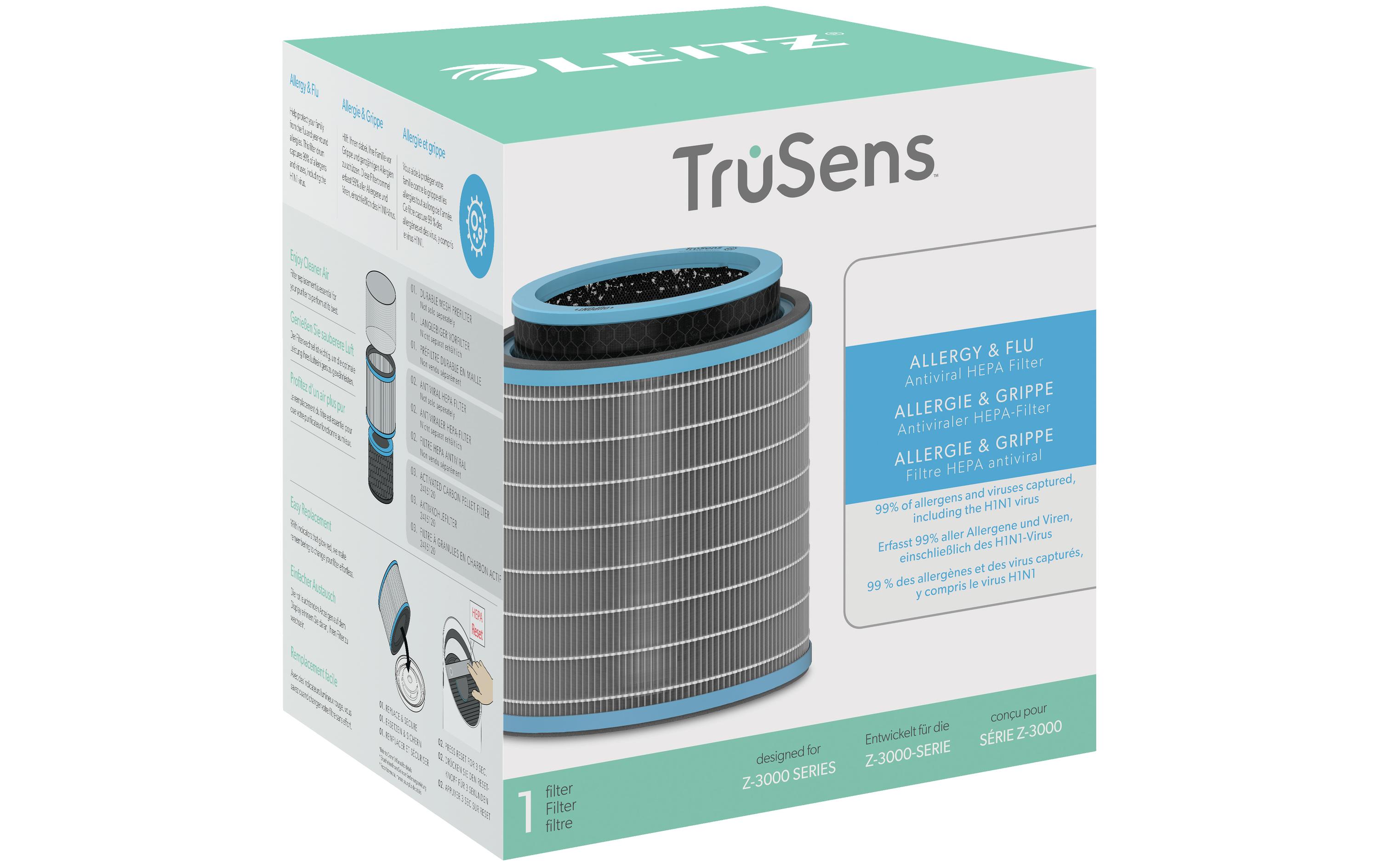 HEPA-Filter TruSens Allergie & Grippe 1 Stück3-in-1 HEPA Filtertrommel kompatibel mit Leitz TruSens Geräten Z-3500