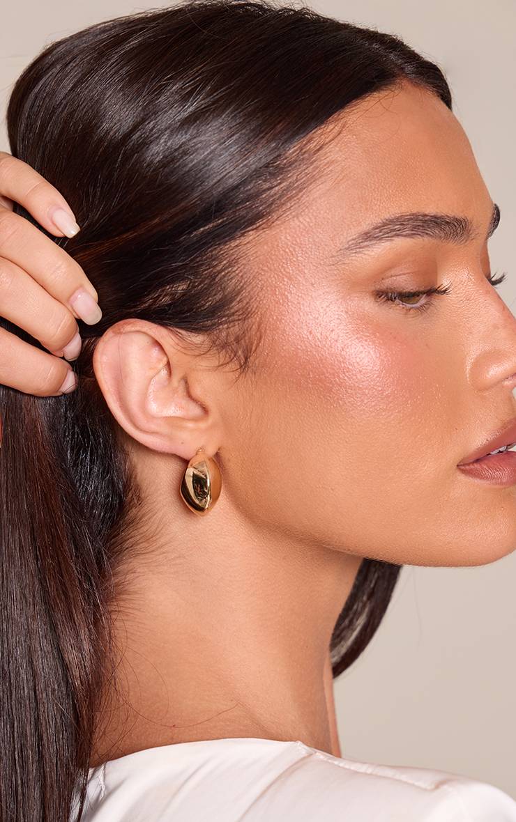 Doré Boucles D'oreilles Synthétiqueces Dôme Bombées Lisses