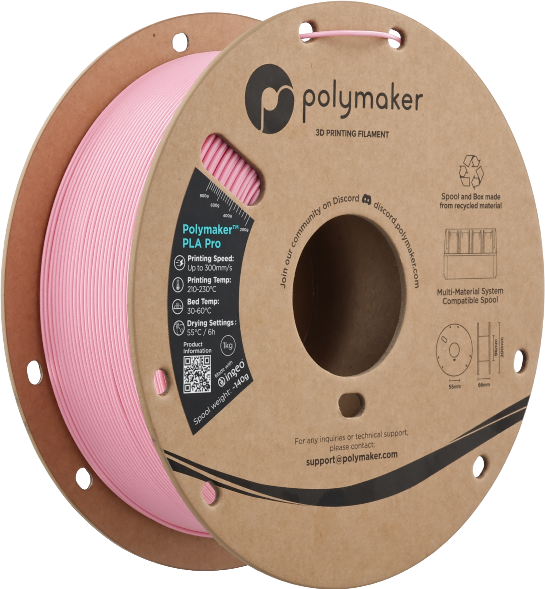Polymaker  PLA Pro Pink, 1,75 mm / 1000 g    Neue, verbesserte Formulierung: Hochleistungs-High Speed-PLA in Pink