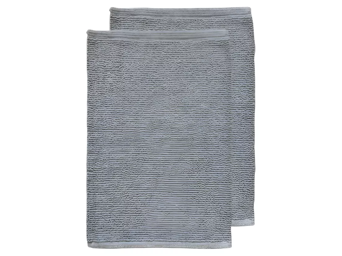 Lot de 2 tapis de salle de bain 40 x 60 cm en coton gris - PEPPO