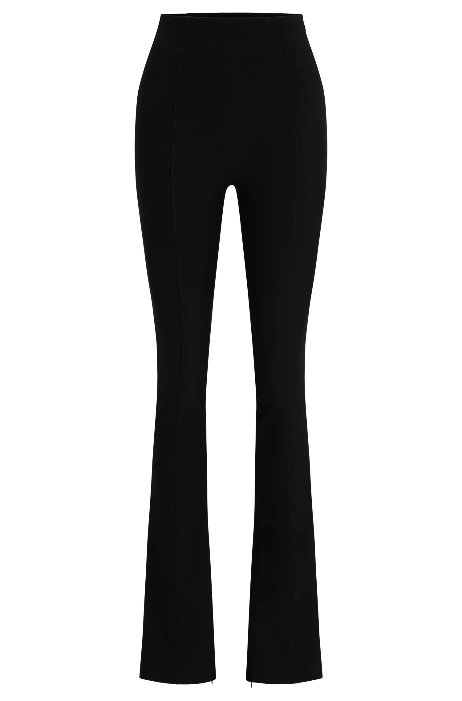 Calça HUGO vermelha, corte slim, cintura alta, em tecido elástico.