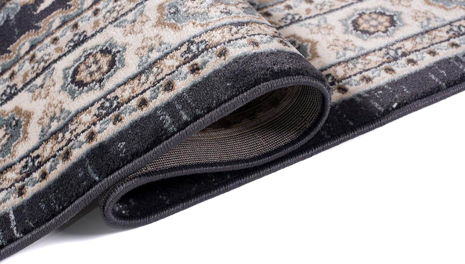 Carpeto Orientteppich Teppich Schwarz 180 x 250 cm Medaillon Klassisch Muster - Wohnzimmer Schlafzimmer Esszimmer