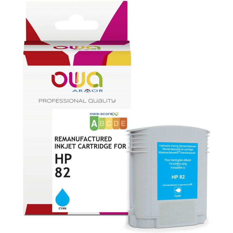 Cartouche d'encre traceur remanufacturée OWA - standard - Cyan - pour HP 82