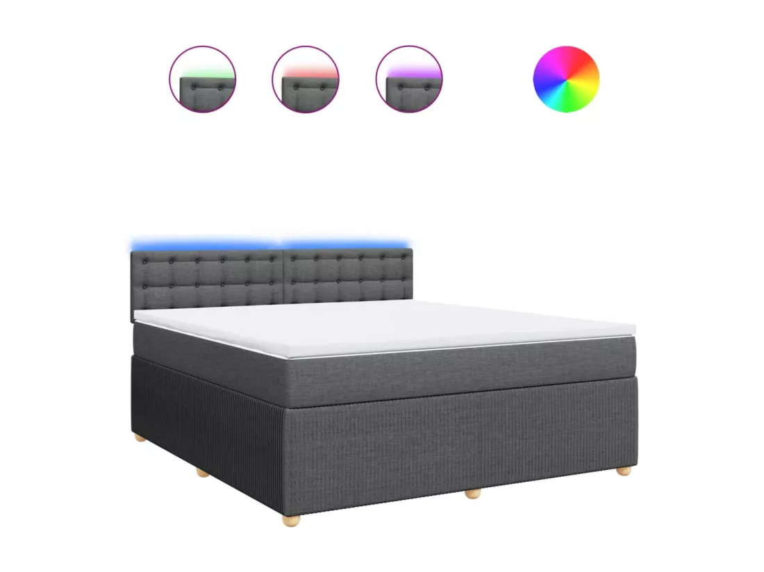 Sommier à lattes de lit avec matelas Gris foncé 180x200cm Tissu