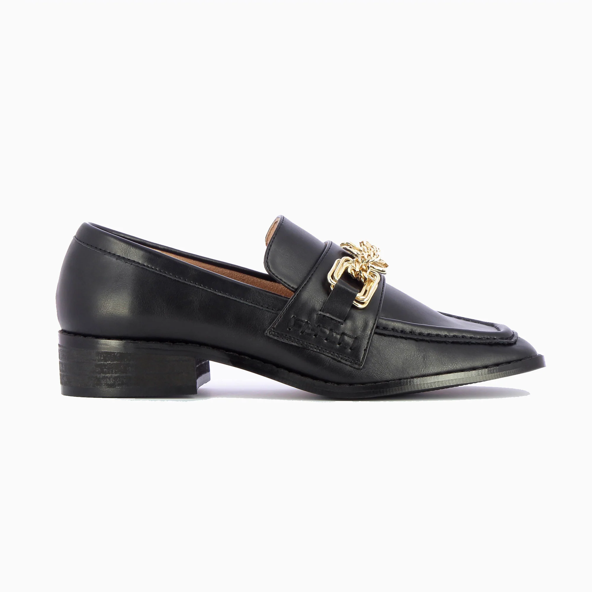 Mocassins, Derbies, Ballerines-Mocassins Denise noirs à chaîne or multi-maillons