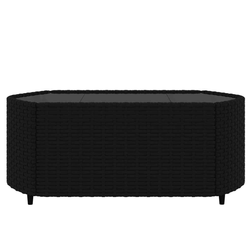 Salon de jardin meuble d'extérieur ensemble de mobilier 4 pièces avec coussins noir résine tressée