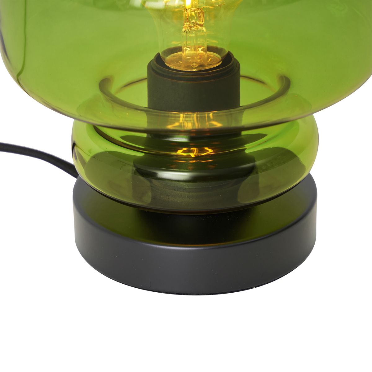 Retro tafellamp zwart met groen glas - Denise