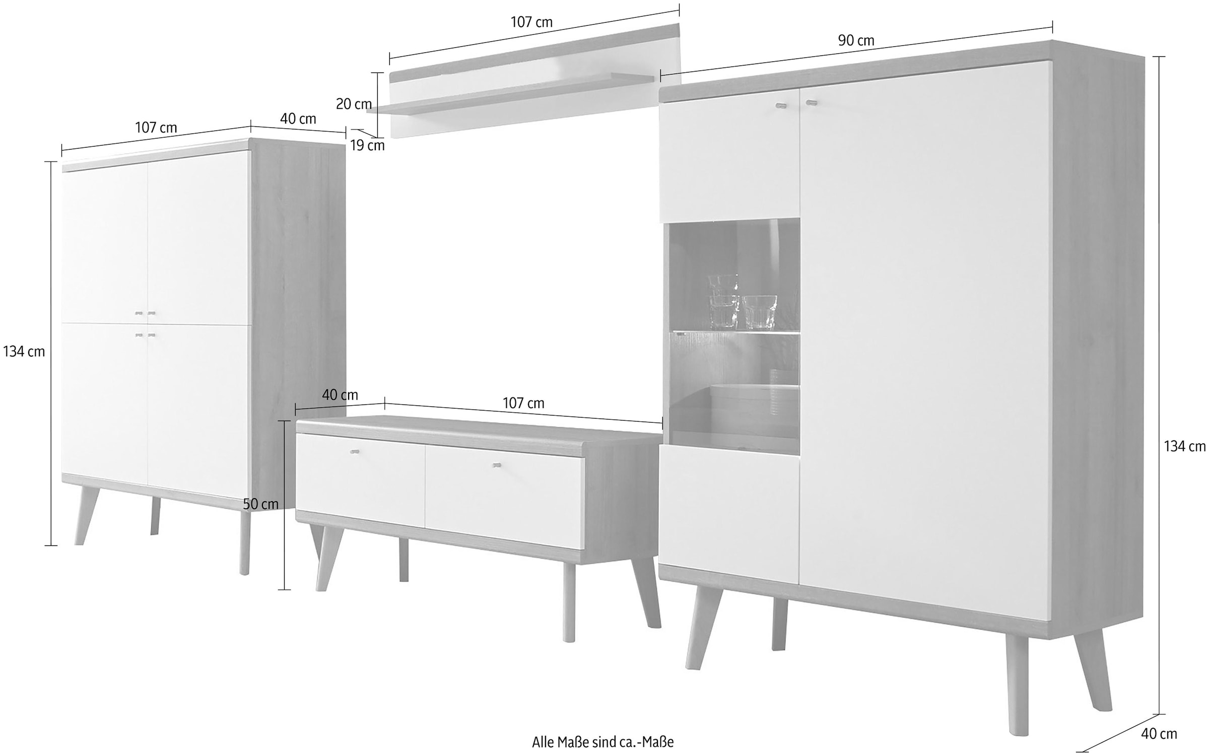 andas Wohnwand »Merle« Set, 4 Stk. tlg.