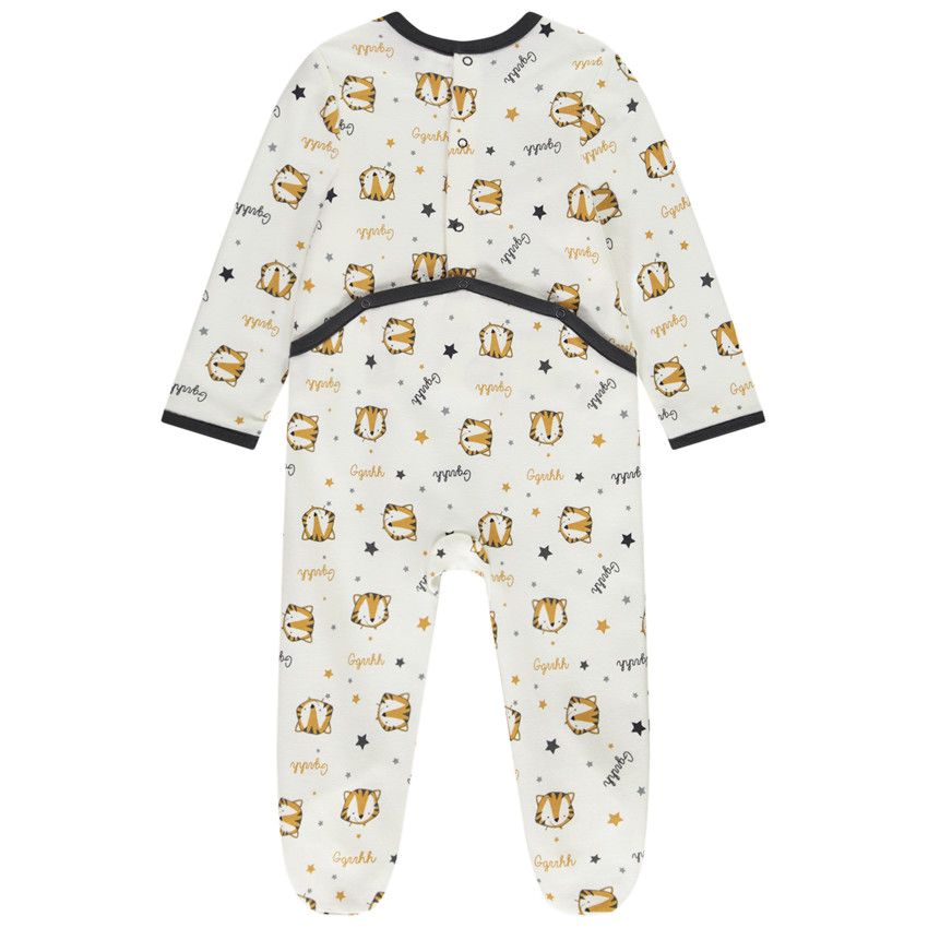 Lot de 2 dors-bien en molleton avec print tigre pour bébé garçon - Ecru