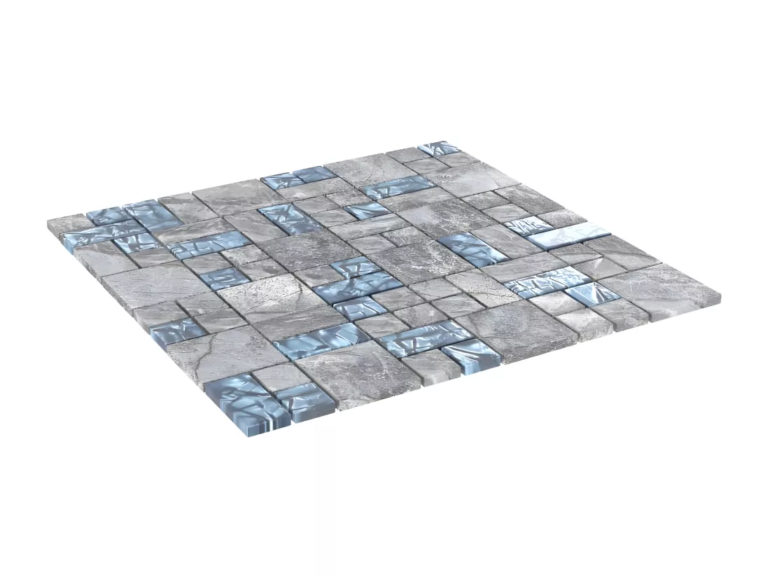 Prolenta Premium - Carreaux mosaïque 22 pcs Gris et bleu 30x30 cm Verre