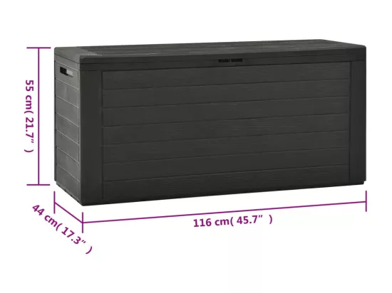 Boîte de rangement de jardin Anthracite 116x44x55 cm