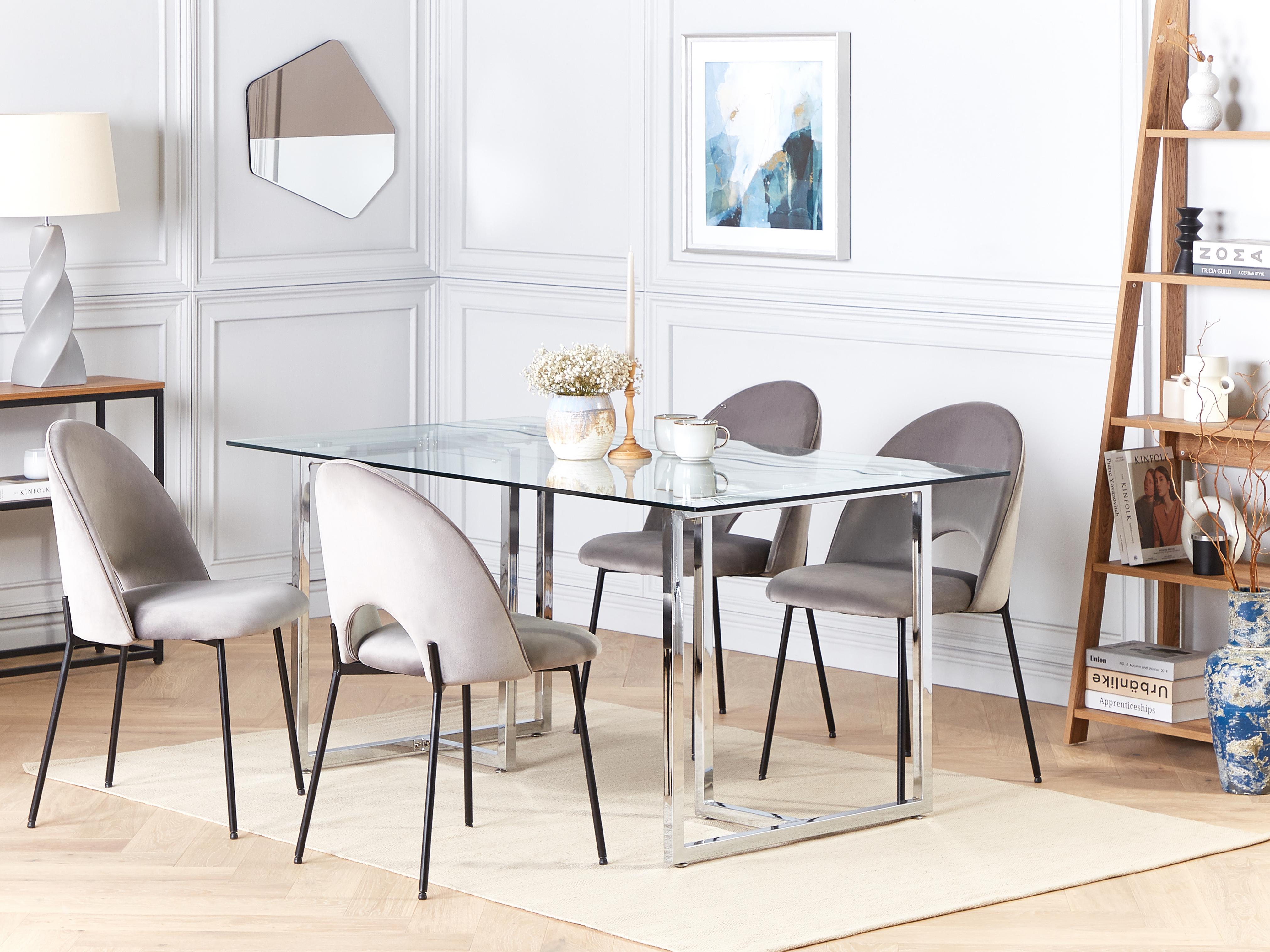 Eettafel ENVIA Zilver 90 cm Veiligheidsglas 160 cm