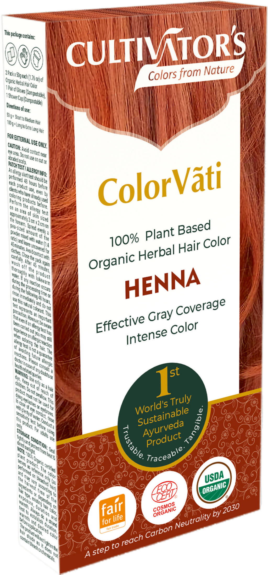 CULTIVATOR'S  ColorVãti Organic Herbal Hair Color - Henna, 100 g