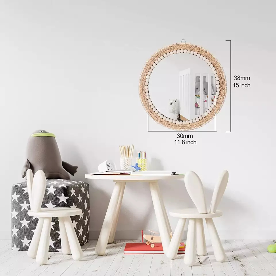 (Ø38cm) Deko Wand Spiegel Hygge Lifestyle Home Accessoire - Braun