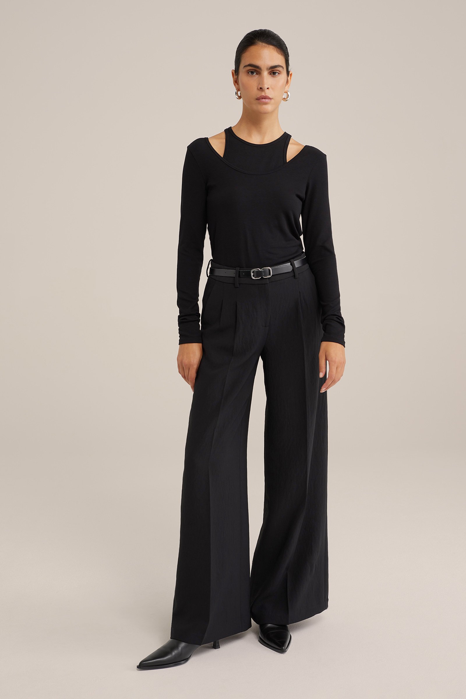 wide leg pantalon WE Fashion Zwart