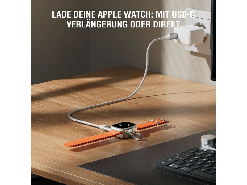 4smarts Ladekabel VoltBeam Kabelloses Ladegerät für Apple Watch mit USB-C Verlängerung