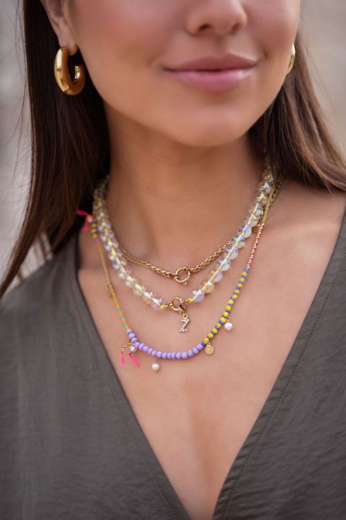Sunchasers goudkleurige ketting met groene glazen kralen