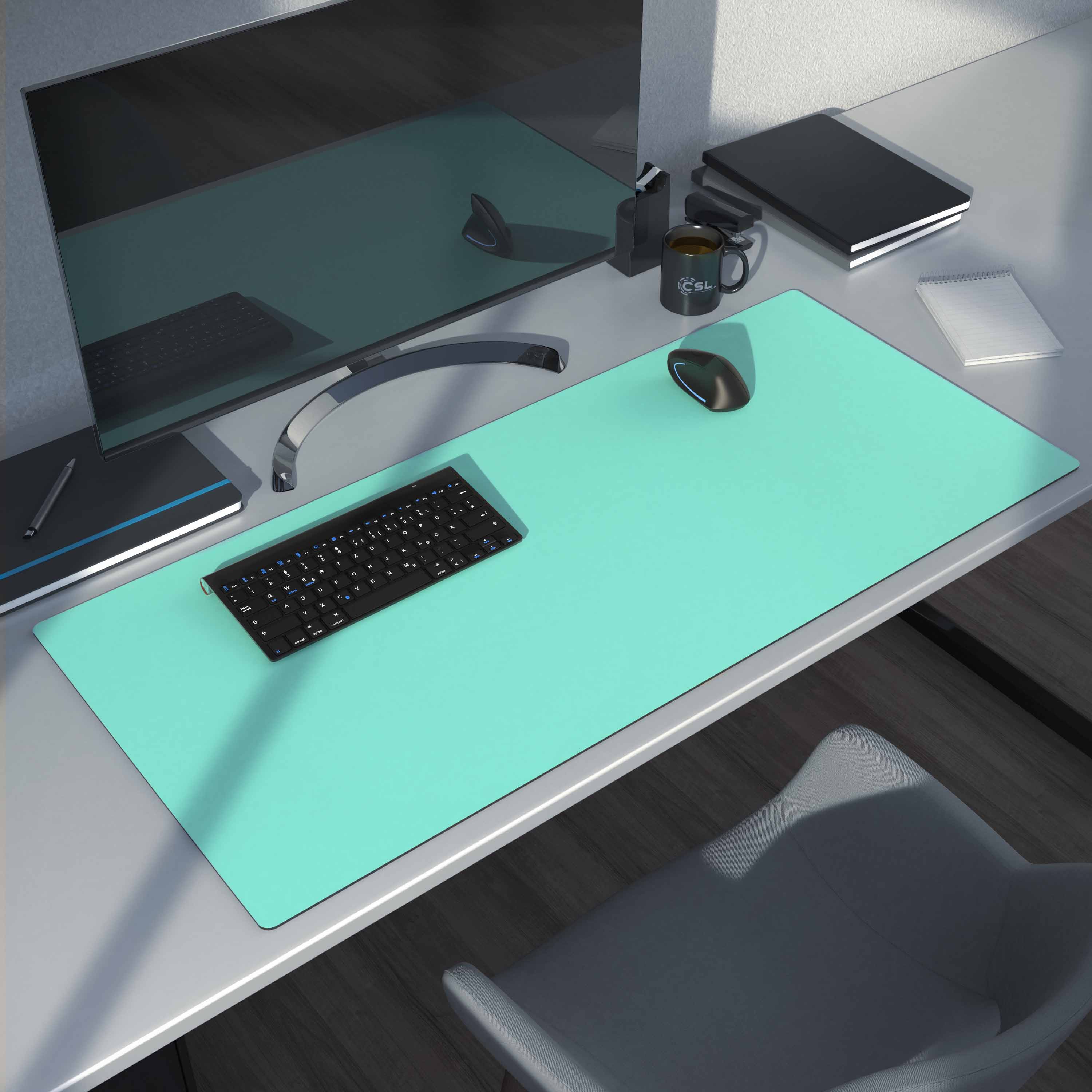 CSL Mauspad, Schreibtischunterlage XXL, Elegante Leder Optik, Mousepad 900 x 400 mm, mintgrün