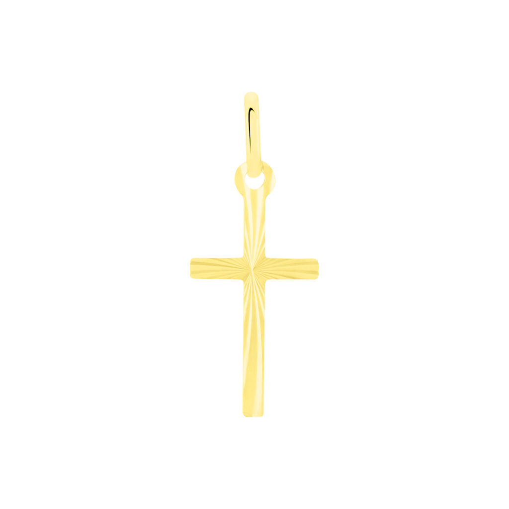 Pendentif Bathilde Croix Striee Or Jaune