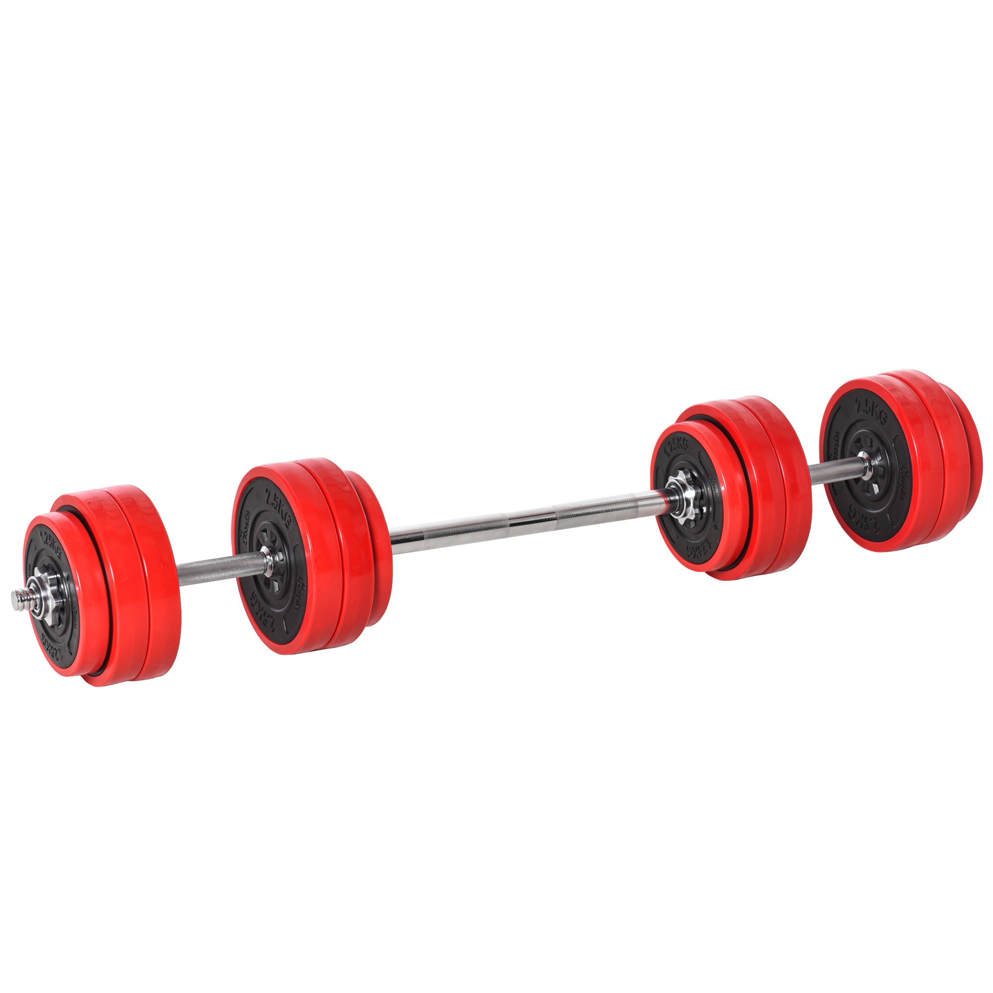 HOMCOM Hantel-Set 2-in-1 Verstellbare Hantel Rot 21,5 x 21,5 x 3,8 cm (BxTxH)