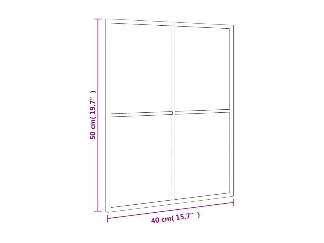 Miroir mural noir 40x50 cm rectangulaire fer