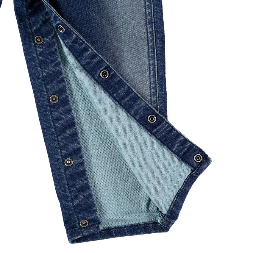 Salopette longue en molleton effet jean used - Bleu moyen