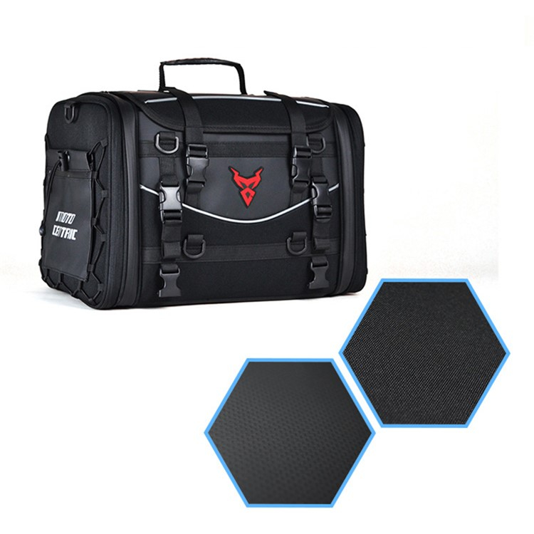 (50L) Oxford Motorrad Hecktasche Rücksitz Organizer Tasche mit Tragegurt / Reflektoren / Regenschutz - Schwarz
