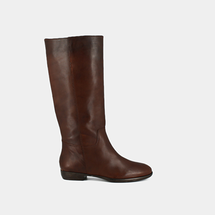 Bottes plates  en cuir marron